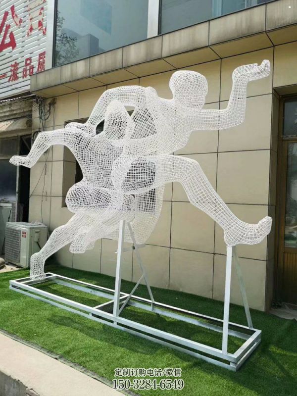 镂空健儿雕塑制造，校园雕塑，金属铁艺人物雕塑展品