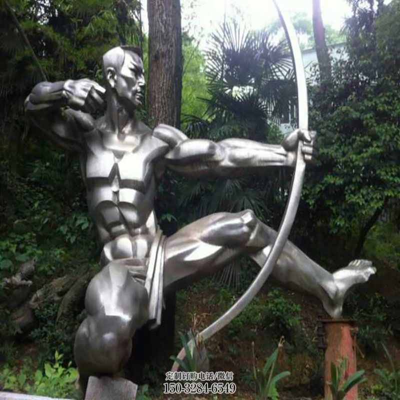 镜面五环人雕塑 现代雕塑定制 现代运动员雕塑定制