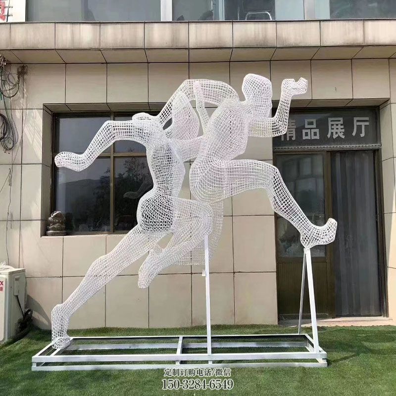 艺术跑步雕塑 雕塑主题定做 景观镂空竞走雕塑定做