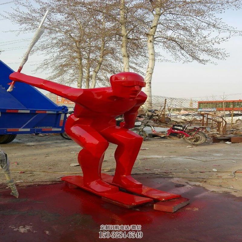 企业滑雪雕塑 景观艺术雕塑承接 商场体育雕塑常用