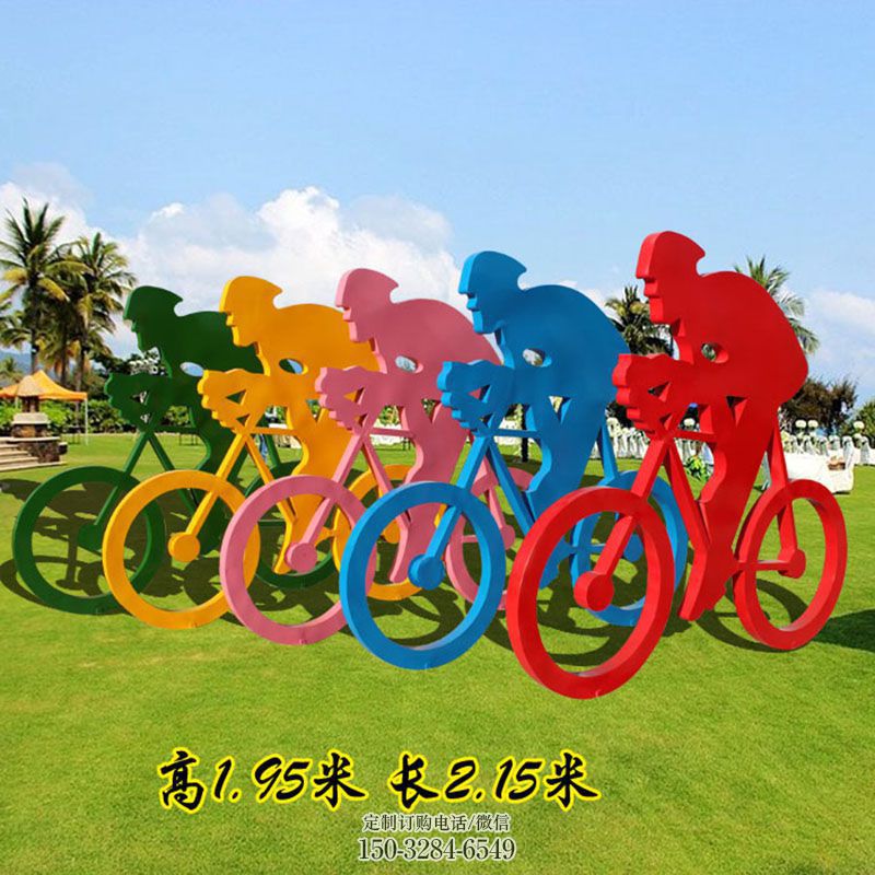 锻钢骑车雕塑 雕塑主题定做 企业标志骑自行车雕塑精选