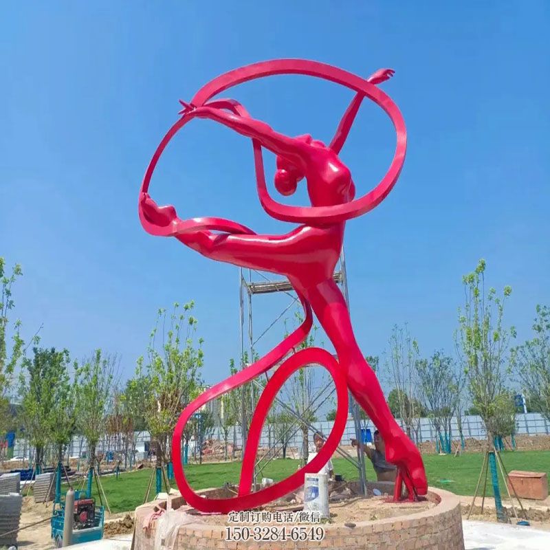 社区体操雕塑 景观雕塑造型点击 烤漆运动员雕塑制造商